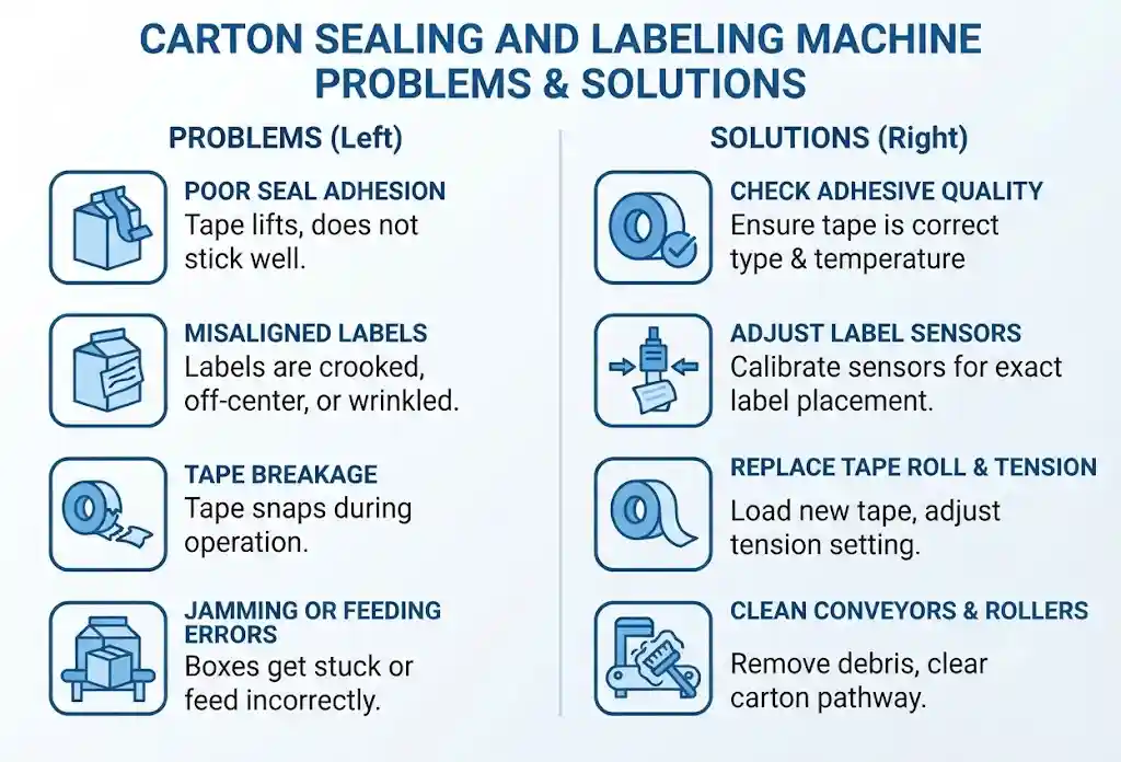 Carton Sealing and Labeling Machine Problems & Solutions